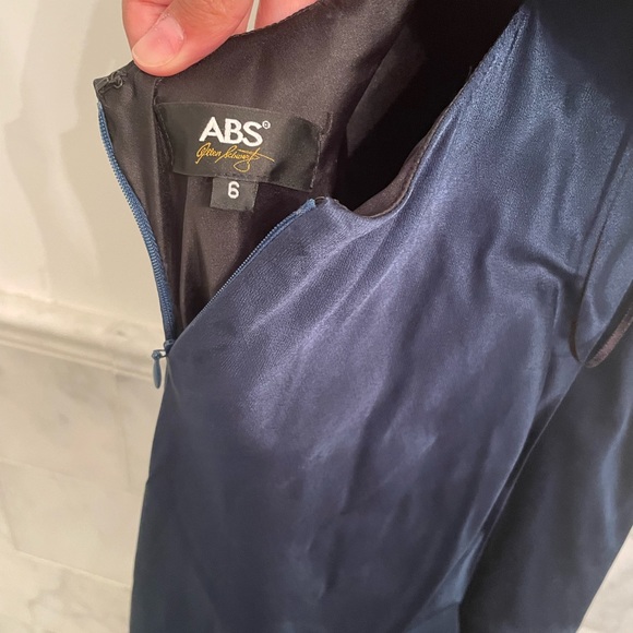 and by Allen Schwartz Navy “Bias” Satin Slip Gown Size 6 - Picture 9 of 10